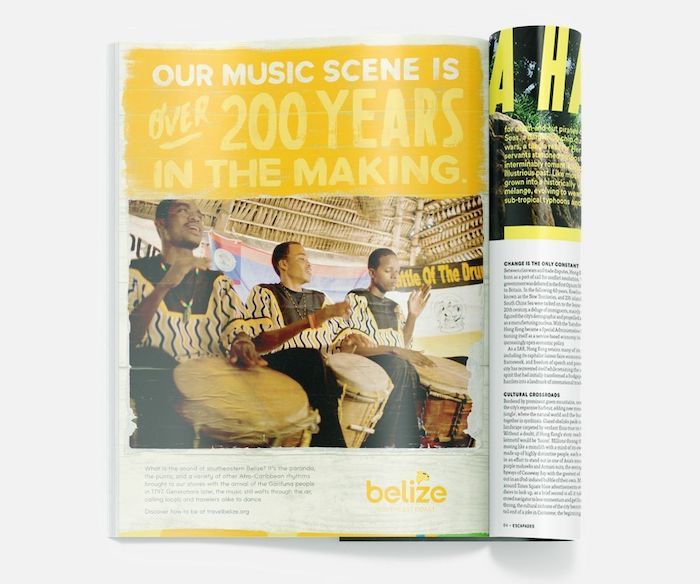 Magazine fold of Belize headline "Our music scene is over 200 years in the making"